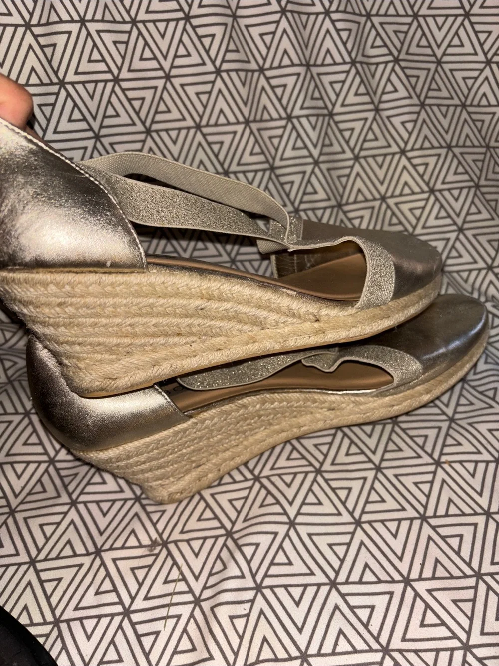 Talbots Metallic Gold Espadrille Wedge Sandals